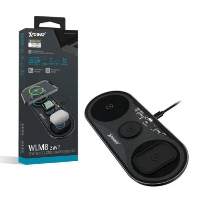 XPower WLM8 3 IN 1 15W Wireless Charging Pad - Black